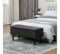 HOMCOM 15" Ottoman Storage Box with 47L Storage Capacity, Dark Grey, Grey
