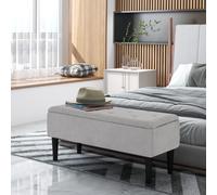HOMCOM 15" Ottoman Storage Box with Wooden Legs and 57L Storage Capacity, Grey