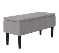 HOMCOM 15" Ottoman Storage Box | Wood Legs | 47L Capacity | Grey