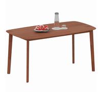 HOMCOM 150 cm Rectangular Dining Table with Solid Wood Frame, Light Brown - Brown