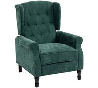 HOMCOM 150° Reclining Vintage Armchair, with footrest - Dark Green