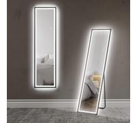 HOMCOM 150 x 40cm Full Length Mirror w/ Adjustable Lights Metal Frame Black