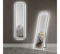 HOMCOM 150 X 40cm Full Length Mirror W/ Adjustable Lights Metal Frame Black | TJ Hughes