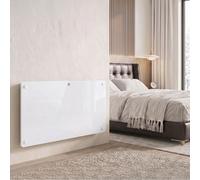 HOMCOM 1500W Smart Glass Panel Heater Wall Mounted & Freestanding, Wifi Enabled, Works With Alexa & Google Home, Electric Heater with Weekly Timer, Open Window & Anti-Frost Mode, Thermostat, White