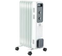 HOMCOM 7 Fin Oil Filled Portable Heater Radiator - White - Wilko