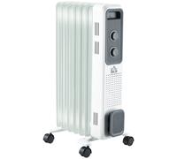 HOMCOM 1500W Oil Filled Radiator 7 Fin Portable Heater Thermostat White