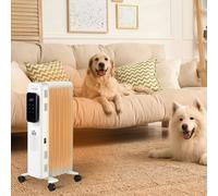 Oil Filled Radiator Heater with 3 Heat Settings and Remote Control, White