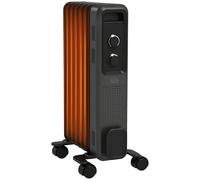 HOMCOM 1500W Oil Filled Radiator, Portable Electric Heater with 3 Heat Settings, Safety Cut-Off and Wheels, Grey