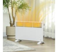 HOMCOM 1500W Panel Heater, Low Energy Electric Heater For Home, White, White