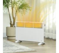 HOMCOM 1500W Panel Heater, Low Energy Electric Heater For Home, White, White