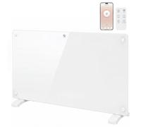 HOMCOM 1500W Smart Glass Panel Heater Wall Mounted & Freestanding, Wifi Enabled, Works With Alexa & Google Home, Electric Heater with Weekly Timer, Open Window & Anti-Frost Mode, Thermostat, White