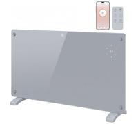 HOMCOM 1500W Smart Glass Panel Heater Wall Mounted & Freestanding, Wifi Enabled, Works With Alexa & Google Home, Electric Heater with Weekly Timer, Open Window & Anti-Frost Mode, Thermostat, Grey