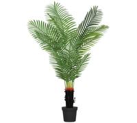 HOMCOM 150cm Artificial Areca Palm Tree with PE Leaves and Flocked Soil, Green