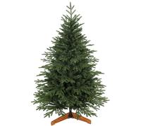 HOMCOM 150cm Artificial Christmas Tree Full Hinged Xmas Tree Solid Pine Wood Stand, Green