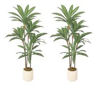 HOMCOM 150cm Artificial Dracaena Trees Set of 2 Bendable Trunks, Green