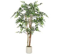HOMCOM 150cm Artificial Ficus Tree Decorative Artificial Plant in Pot Green