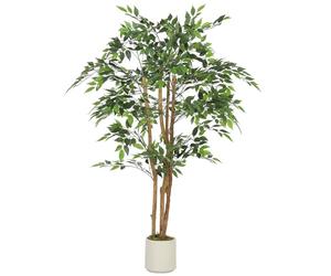 HOMCOM 150cm Artificial Ficus Tree, Decorative Artificial Plant with Solid Wood Trunk and Pot for Indoor Living Room Home Office Decor, Green