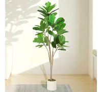 Homcom 150Cm Artificial Fiddle Leaf Fig Tree, Realistic Fake Plant, Green