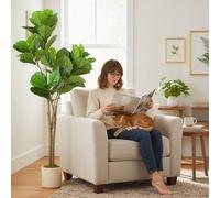HOMCOM 150cm Artificial Fiddle Leaf Fig Tree, Realistic Fake Plant, Green HOMCOM Green