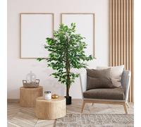 HOMCOM 150cm Artificial Tree Ficus for Indoor Outdoor Home Decor, Fake Tree, Green