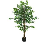 HOMCOM 150cm Artificial Tree, Indoor Outdoor Fake Ficus with Pot for Home Office Living Room Decor Aosom UK