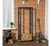 HOMCOM Metal Firewood Log Holder Firewood Rack Black 60W x 25D x 150H cm