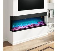 HOMCOM 152.4cm Electric Fireplace Recessed, Insert, Wall Mount, Freestanding - Black