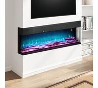 Homcom 152.4Cm Electric Fireplace Recessed, Insert, Wall Mount, Freestanding In Black Black