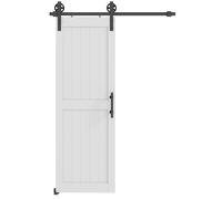 HOMCOM 152.4cm Sliding Barn Door Kit, Sliding Door with Track, Hardware, Upgraded Rollers and Floor Guide, Handle, White