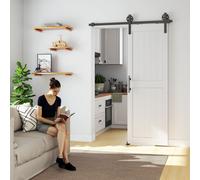 HOMCOM 152.4cm Sliding Barn Door Kit, Sliding Door with Track, White