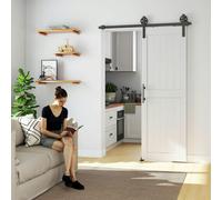 HOMCOM 152.4cm Sliding Barn Door Kit, Sliding Door with Track, White