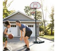 HOMCOM Portable Basketball Hoop: Wheeled Stand for Indoor & Outdoor Play, Adjustable Height, Monochrome Design Aosom UK