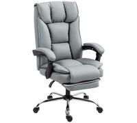 HOMCOM 155° Reclining Faux Leather Swivel Office Chair -Black