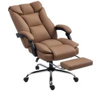 HOMCOM 155° Reclining Faux Leather Swivel Office Chair - Brown