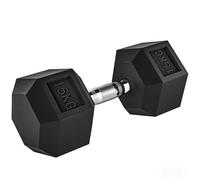 HOMCOM 15KG Single Rubber Hex Dumbbell Portable Hand Weights Dumbbell for Home Gym Workout Fitness