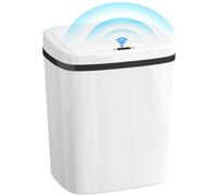 HOMCOM 15L Sensor Bin Automatic Touchless Kitchen Bin Easy Clean White | Dual-Mode Opening, Battery Operated, Home Office, Bedroom, Bathroom
