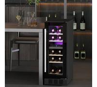 HOMCOM 16 Bottle Dual Zone Built-in Wine Cooler Fridge with Glass Door