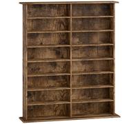 HOMCOM 16-Compartment Media Shelf - Rustic Brown