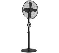 HOMCOM 16" Metal Pedestal Fan, Electric Standing Floor Fan, Oscillating, Adjustable Height, 3 Speed, 7.5H Timer, Remote Control, Sleep Mode, for Home Office Bedroom, Black