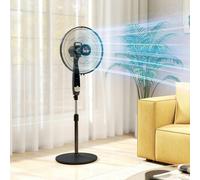 HOMCOM 16" Oscillation Cooling Fan with Remote Adjustable Height - Floor Fan - Black - 45 x 42 x 138 cm