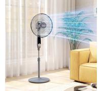 HOMCOM Grey Height Adjustable Oscillating Standing Cooling Fan with Remote - Wilko