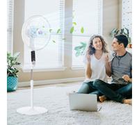 HOMCOM 16'' Pedestal Fan Height Adjustable 85 Degree Oscillation LED Panel