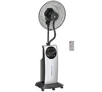 HOMCOM 16" Pedestal Fan with Water Mist Spray, Humidifying Misting Fan, Standing Fan with 3 Speeds, 3.1L Water Tank, Timer and Electric Mosquito Killer Jack, Black