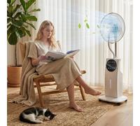 HOMCOM 16" Pedestal Fan with Water Mist Spray Standing Fan, 3.1L Tank, White HOMCOM White
