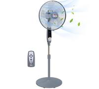 HOMCOM 16" Pedestal Stand Fan, 3 Speed 3 Mode, 85 Degree Oscillation, LED Panel, Remote Controller, Height Adjustable for Living Room, Bedroom, Garage, Office, Grey