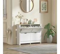 HOMCOM 16-Shoe Storage Cabinet 4 Shelves 4 Drawers Tabletop White - Melamine coated - White - Particle board