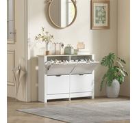 Homcom 16-Shoe Storage Cabinet 4 Shelves 4 Drawers Tabletop White White