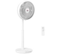 HOMCOM 16" Standing Pedestal Fan, Electric Cooling Floor Fan, Quiet, 80° Oscillating, Adjustable Tilt and Height, 12 Speed, 15H Timer, Remote Control, Sleep Mode, for Home Office Bedroom, White White