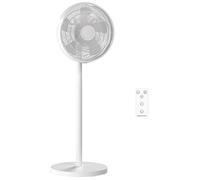 HOMCOM 16" Standing Pedestal Fan, Quiet Electric Cooling Floor Fan with 80° Oscillating, Adjustable Tilt and Height, 4 Speed, 10H Timer, Remote Control, LED Display, for Home Office Bedroom, White