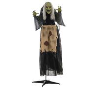HOMCOM 160cm 63" Witch Outdoor Halloween Decoration, Halloween Animatronic with Sound Activated, Light Up Eyes, Sound Effects, Animated Prop for Haunted House